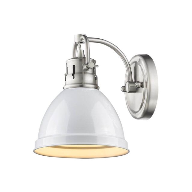 Golden Lighting 3602-BA1 PW-WH Duncan 1 Light 7 inch Bath Vanity In Pewter with White Shade